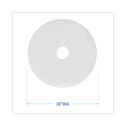 Image of Boardwalk® BWK4020WHI Polishing Floor Pads, 20" Diameter, White, 5/carton