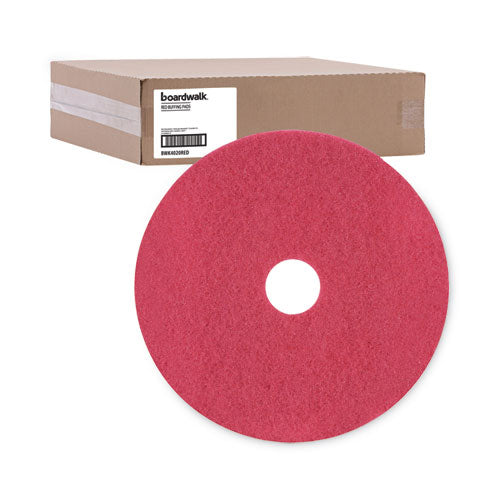 Image of Boardwalk® BWK4020RED Buffing Floor Pads, 20" Diameter, Red, 5/carton