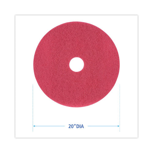 Image of Boardwalk® BWK4020RED Buffing Floor Pads, 20" Diameter, Red, 5/carton