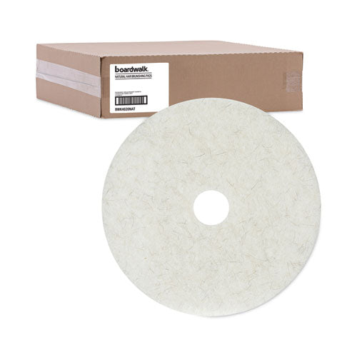 Image of Boardwalk® BWK4020NAT Natural Burnishing Floor Pads, 20" Diameter, White, 5/carton