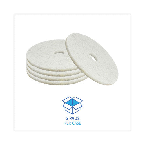 Image of Boardwalk® BWK4020NAT Natural Burnishing Floor Pads, 20" Diameter, White, 5/carton
