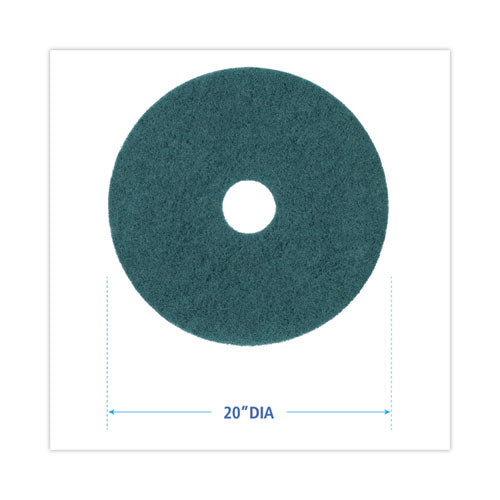 Image of Boardwalk® BWK4020GRE Heavy-Duty Scrubbing Floor Pads, 20" Diameter, Green, 5/carton