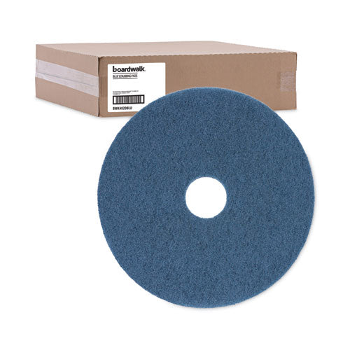Image of Boardwalk® BWK4020BLU Scrubbing Floor Pads, 20" Diameter, Blue, 5/carton