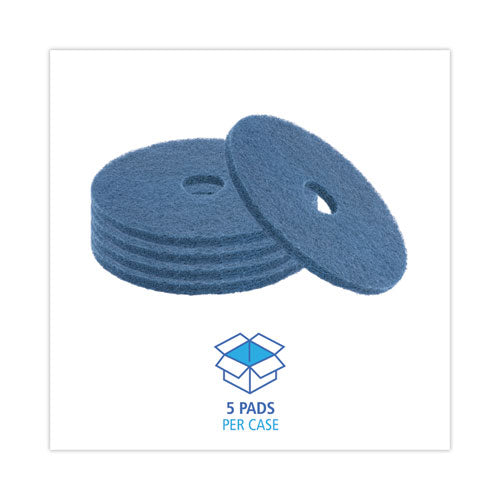 Image of Boardwalk® BWK4020BLU Scrubbing Floor Pads, 20" Diameter, Blue, 5/carton