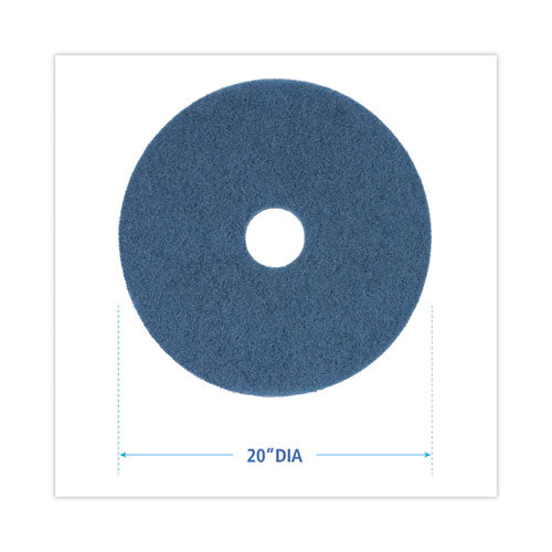 Image of Boardwalk® BWK4020BLU Scrubbing Floor Pads, 20" Diameter, Blue, 5/carton