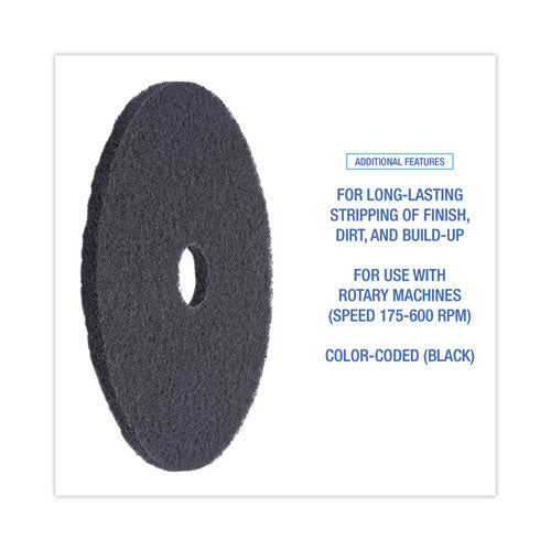 Image of Boardwalk® BWK4020BLA Stripping Floor Pads, 20" Diameter, Black, 5/carton