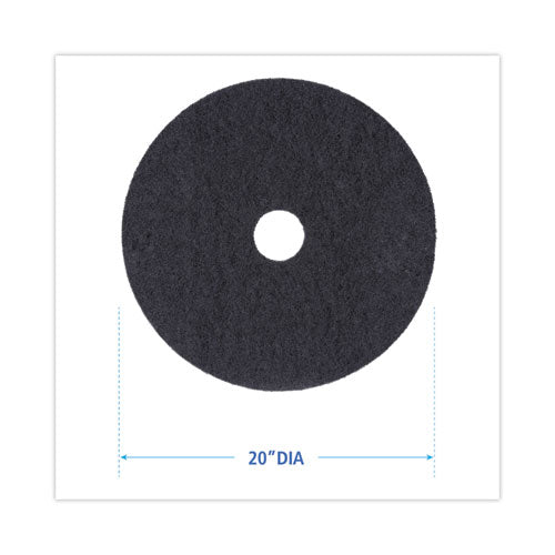 Image of Boardwalk® BWK4020BLA Stripping Floor Pads, 20" Diameter, Black, 5/carton