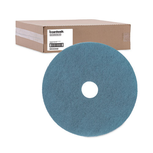 Image of Boardwalk® BWK4020AQU Burnishing Floor Pads, 20" Diameter, Aqua, 5/carton