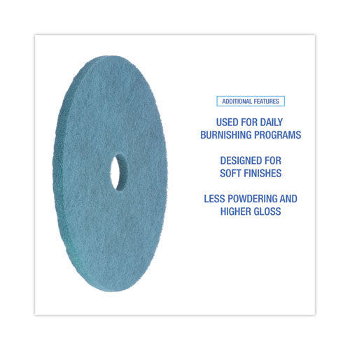 Image of Boardwalk® BWK4020AQU Burnishing Floor Pads, 20" Diameter, Aqua, 5/carton