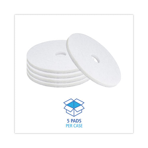 Image of Boardwalk® BWK4019WHI Polishing Floor Pads, 19" Diameter, White, 5/carton