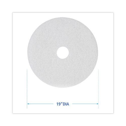Image of Boardwalk® BWK4019WHI Polishing Floor Pads, 19" Diameter, White, 5/carton
