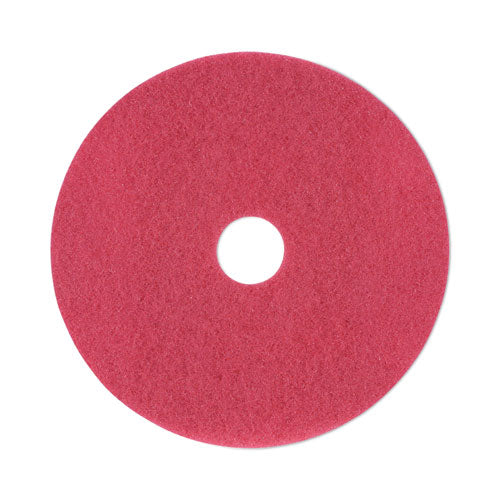 Image of Boardwalk® BWK4019RED Buffing Floor Pads, 19" Diameter, Red, 5/carton