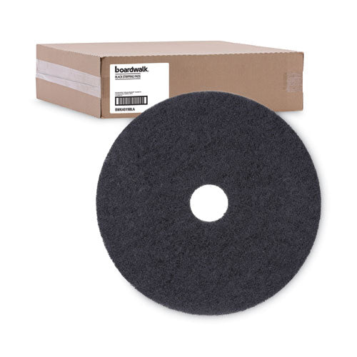 Image of Boardwalk® BWK4019BLA Stripping Floor Pads, 19" Diameter, Black, 5/carton