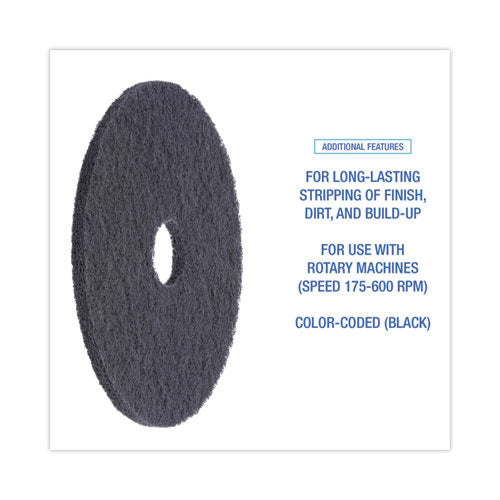 Image of Boardwalk® BWK4019BLA Stripping Floor Pads, 19" Diameter, Black, 5/carton