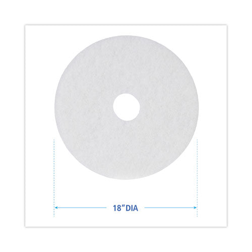 Image of Boardwalk® BWK4018WHI Polishing Floor Pads, 18" Diameter, White, 5/carton