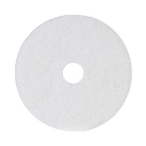 Image of Boardwalk® BWK4018WHI Polishing Floor Pads, 18" Diameter, White, 5/carton