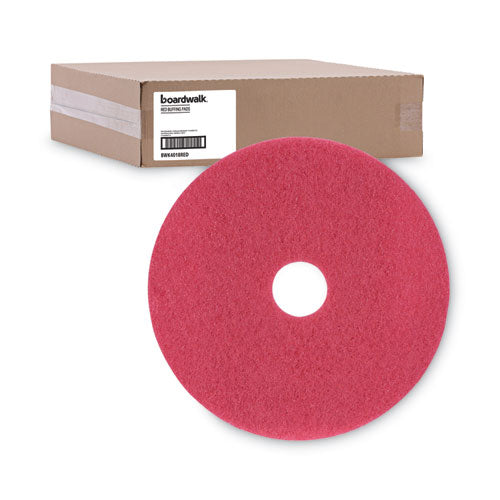 Image of Boardwalk® BWK4018RED Buffing Floor Pads, 18" Diameter, Red, 5/carton