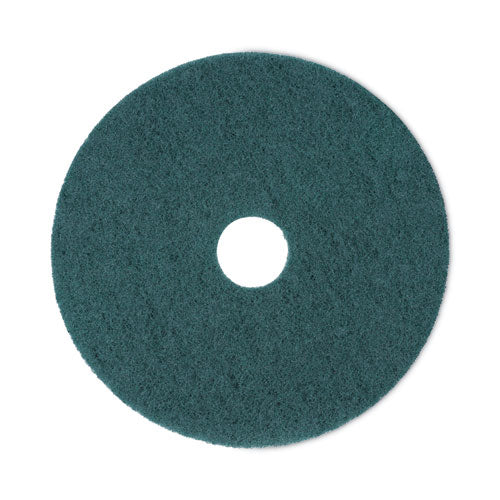 Image of Boardwalk® BWK4018GRE Heavy-Duty Scrubbing Floor Pads, 18" Diameter, Green, 5/carton
