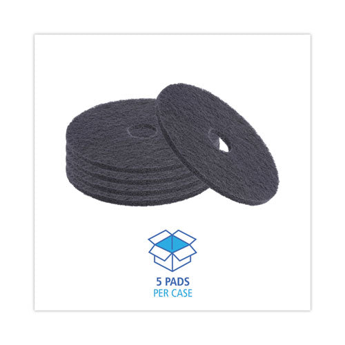 Image of Boardwalk® BWK4018BLA Stripping Floor Pads, 18" Diameter, Black, 5/carton