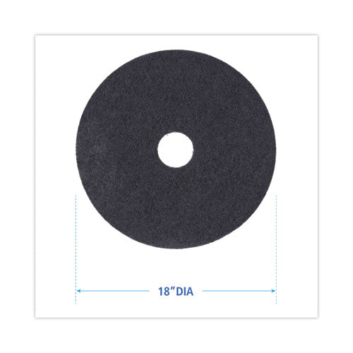 Image of Boardwalk® BWK4018BLA Stripping Floor Pads, 18" Diameter, Black, 5/carton