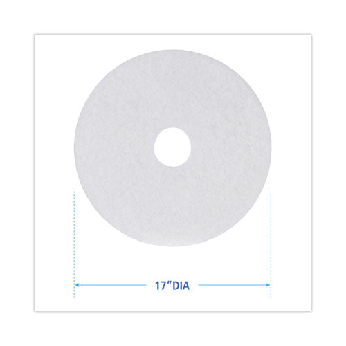 Image of Boardwalk® BWK4017WHI Polishing Floor Pads, 17" Diameter, White, 5/carton