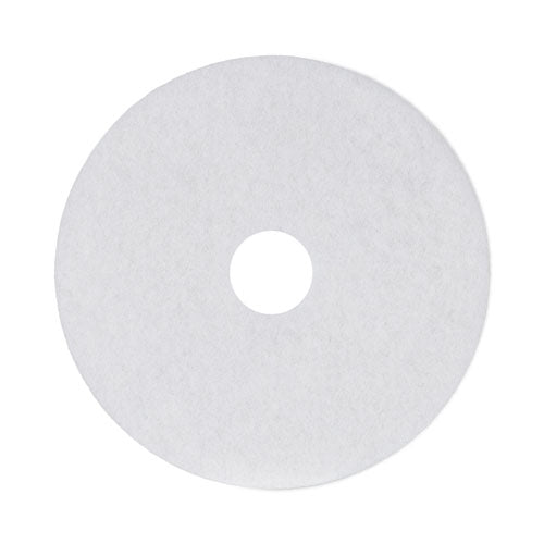 Image of Boardwalk® BWK4017WHI Polishing Floor Pads, 17" Diameter, White, 5/carton