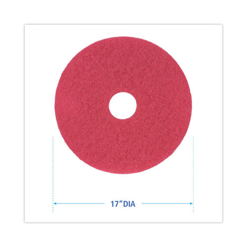 Image of Boardwalk® BWK4017RED Buffing Floor Pads, 17" Diameter, Red, 5/carton