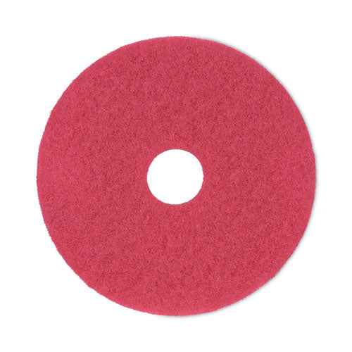 Image of Boardwalk® BWK4017RED Buffing Floor Pads, 17" Diameter, Red, 5/carton