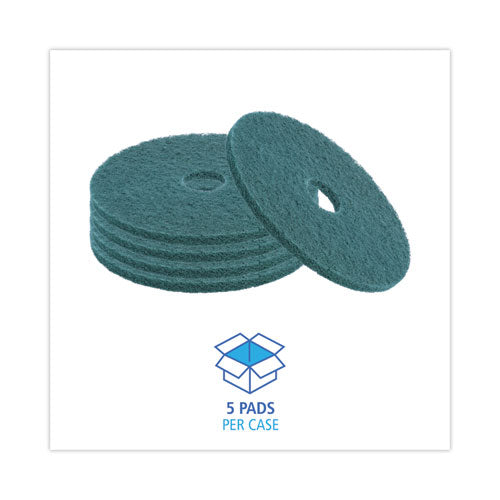 Image of Boardwalk® BWK4017GRE Heavy-Duty Scrubbing Floor Pads, 17" Diameter, Green, 5/carton