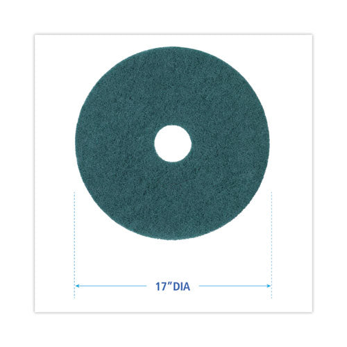 Image of Boardwalk® BWK4017GRE Heavy-Duty Scrubbing Floor Pads, 17" Diameter, Green, 5/carton