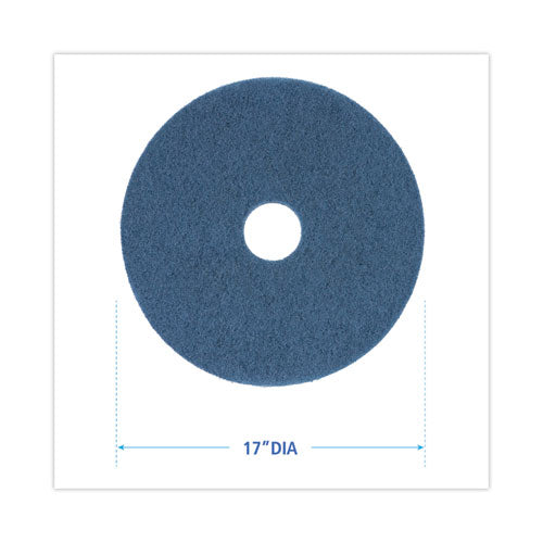 Image of BoardwalkÂ® Scrubbing Floor Pads, 17" Diameter, Blue, 5/carton