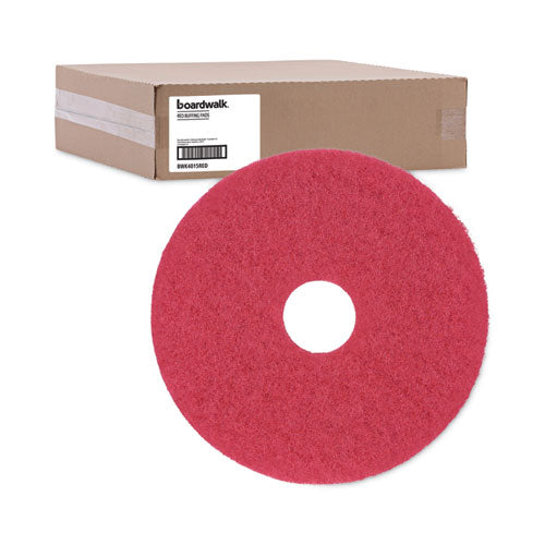 Image of BoardwalkÂ® Buffing Floor Pads, 15" Diameter, Red, 5/carton