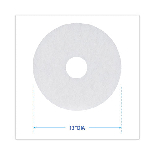 Image of Boardwalk® BWK4013WHI Polishing Floor Pads, 13" Diameter, White, 5/carton