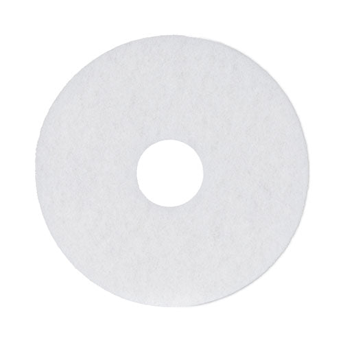 Image of Boardwalk® BWK4013WHI Polishing Floor Pads, 13" Diameter, White, 5/carton