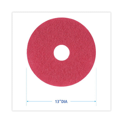 Image of Boardwalk® BWK4013RED Buffing Floor Pads, 13" Diameter, Red, 5/carton
