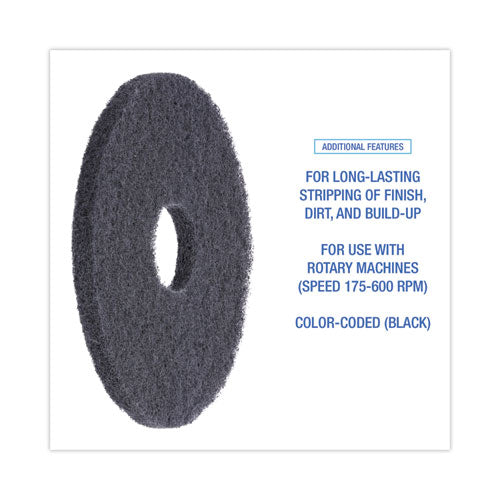 Image of Boardwalk® BWK4013BLA Stripping Floor Pads, 13" Diameter, Black, 5/carton