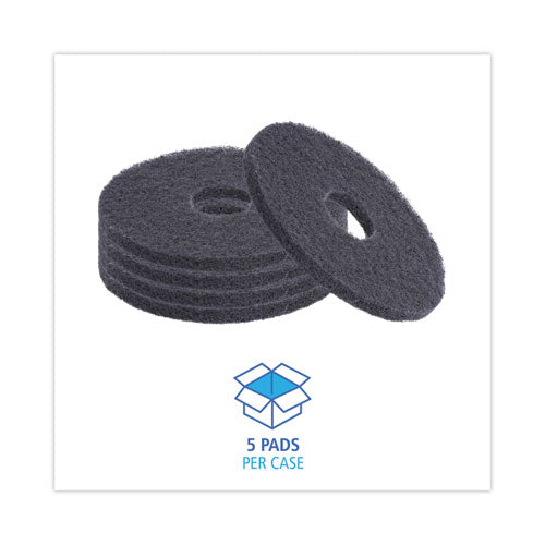 Image of Boardwalk® BWK4013BLA Stripping Floor Pads, 13" Diameter, Black, 5/carton