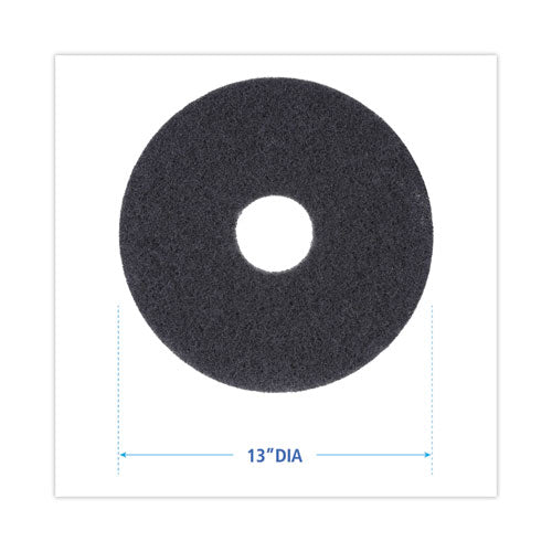 Image of Boardwalk® BWK4013BLA Stripping Floor Pads, 13" Diameter, Black, 5/carton