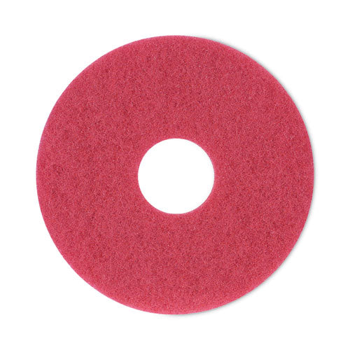 Image of Boardwalk® BWK4012RED Buffing Floor Pads, 12" Diameter, Red, 5/carton