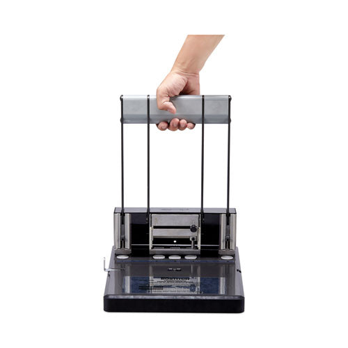 Image of Bostitch® 03200 130-Sheet Xtreme Duty Adjustable Two- to Three-Hole Punch, 9/32" Holes, Black/Silver