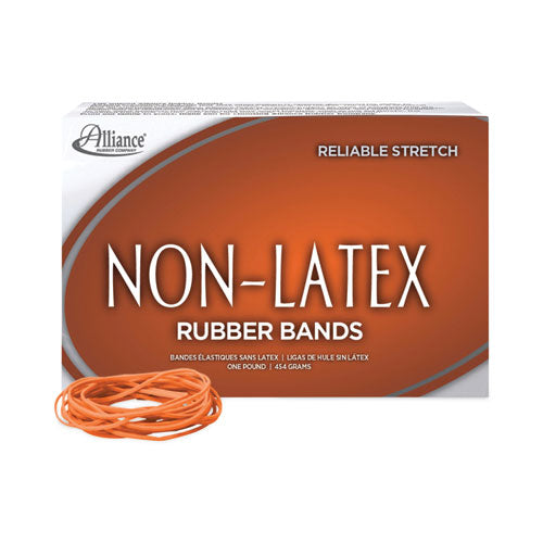 Image of Alliance® 37196 Non-Latex Rubber Bands, Size 19, 0.04" Gauge, Orange, 1 Lb Box, 1,440/box