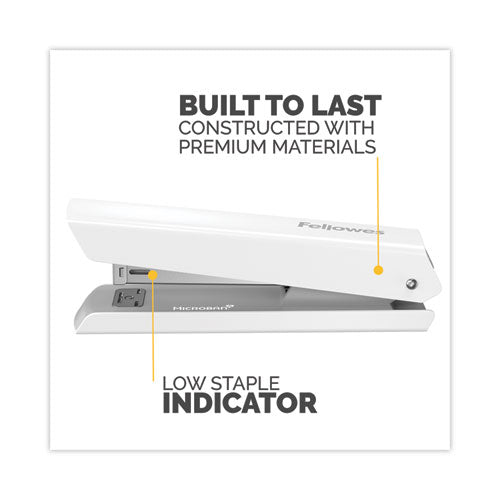 Image of Fellowes® 5011401 LX820 Classic Full Strip Stapler with Antimicrobial Protection, 20-Sheet Capacity, White