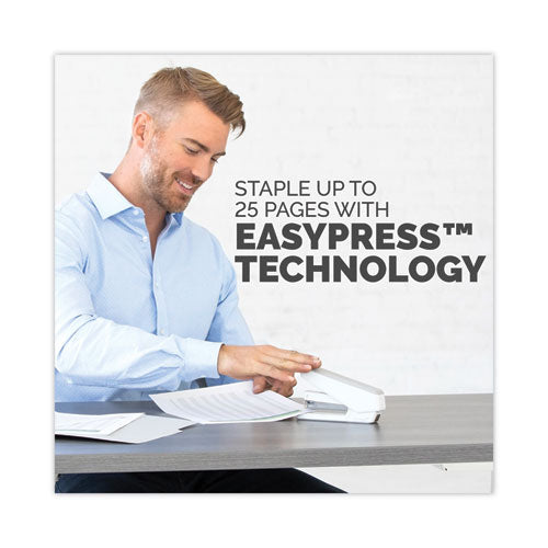Image of Fellowes® 5011601 LX850 EasyPress Full Strip Stapler with Antimicrobial Protection, 25-Sheet Capacity, White