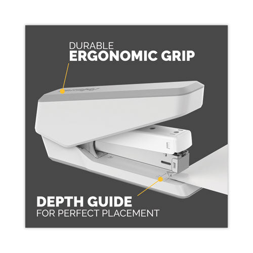 Image of Fellowes® 5011601 LX850 EasyPress Full Strip Stapler with Antimicrobial Protection, 25-Sheet Capacity, White