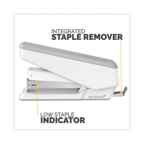 Image of Fellowes® 5011601 LX850 EasyPress Full Strip Stapler with Antimicrobial Protection, 25-Sheet Capacity, White