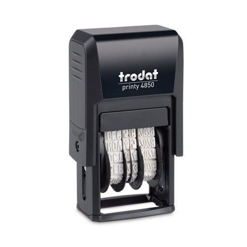 Image of Trodat® E4853L Printy Economy Micro 5-in-1 Date Stamp, Self-Inking, 1" x 0.75", Blue/Red