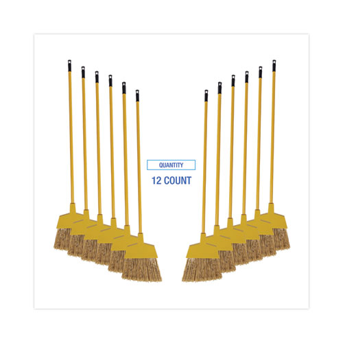 Image of Boardwalk® BWK932M Poly Bristle Angler Broom, 53" Length, Yellow, 12/Carton