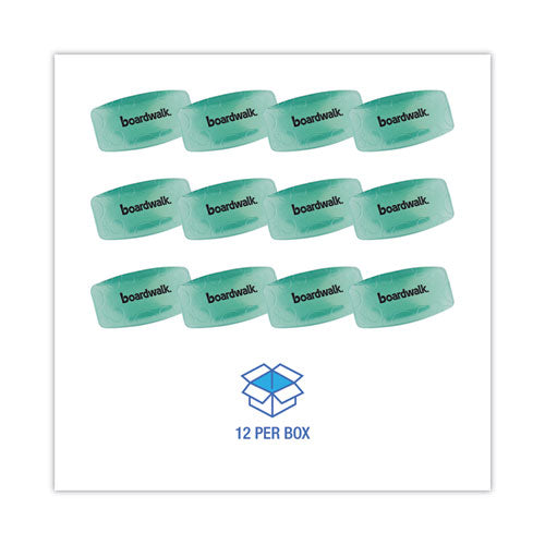 Image of Boardwalk® EBCP012I072M02AAS8000 Toilet Bowl Clip, Cucumber Melon Scent, Green, 12/Box