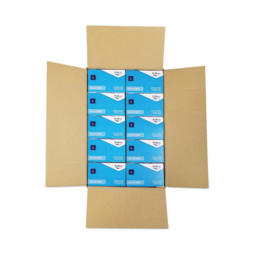 Image of HOSPECO® GL-N106FL ProWorks Exam Grade Disposable Nitrile Gloves, Powder-Free, Large, 5.5 mil Thick, 9.5" Long, Blue, 100/Box, 10 Boxes/Carton