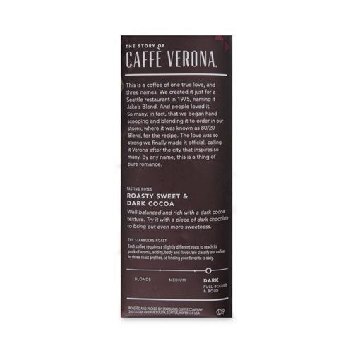 Image of Starbucks® 12411956 Coffee, Caffe Verona, 2.5 Oz Packet, 18/box